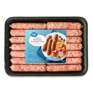 Great Value Uncooked Original Breakfast Pork Sausage Links 12 oz Package