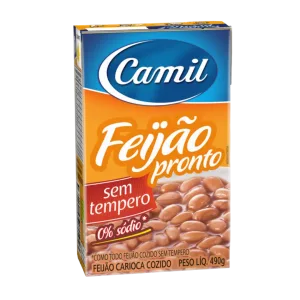 Feijão Carioca Pronto sem Tempero 490g (Pinto Beans Unseasoned Ready-to-Eat) - Camil