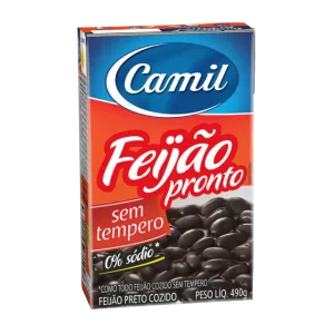 Feijão Preto Pronto sem Tempero 490g (Black Beans Unseasoned Ready-to-Eat) - Camil